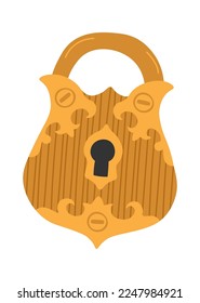 Cerraduras interiores y exteriores con el icono plano del ojo de cerradura Secure. Ilustración del vector
