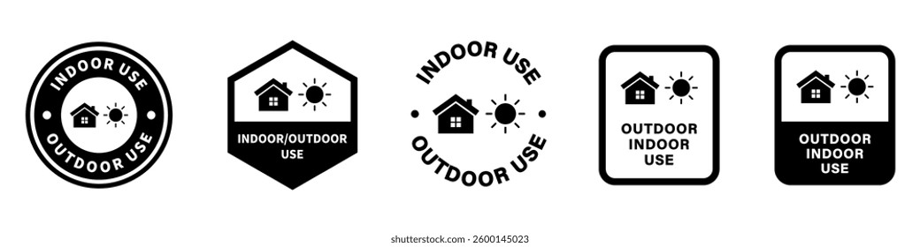 Indoor and Outdoor Use vector stickers for package isolated on white.