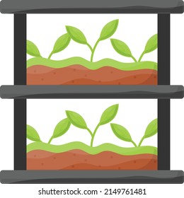 Concepto de granjas de plantas sin plaguicidas en interiores, diseño de iconos de color vectorial de la agricultura vertical, símbolo de agricultura y agricultura, símbolo de la vida en la aldea, ilustración de población rural y ganadera