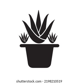 Indoor plant aloe vera icon | Black Vector illustration |