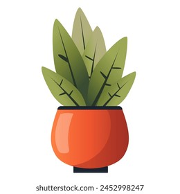 Indoor plant haworthia in a pot for interior decor at home, office, indoor use. Vector illustration isolated on white background. Trendy home decor with plants, urban jungle. Succulent