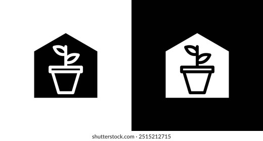 indoor plant inside house icon logo set vector