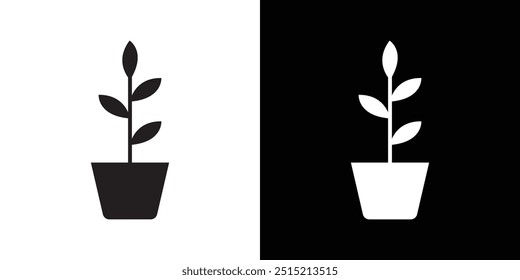 indoor plant inside house icon Thin line flat illustration