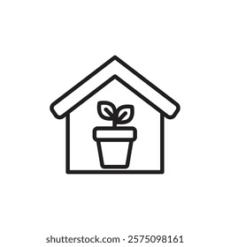 indoor plant inside house icon Simple thin outline