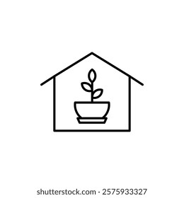 indoor plant inside house icon simple vector symbol