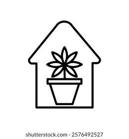 indoor plant inside house icon vector outline logo sign