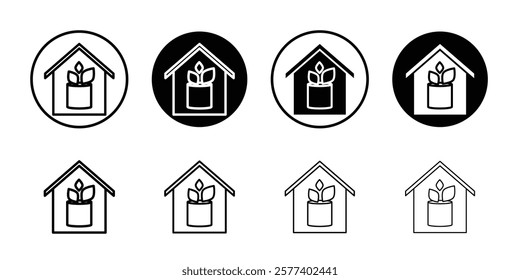 indoor plant inside house icon Vector logo set flat