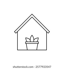 indoor plant inside house icon Flat illustration sign