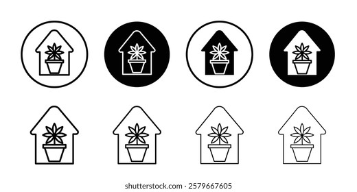 indoor plant inside house icon Outline thin set pack series