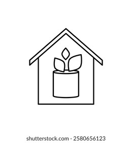 indoor plant inside house icon Vector logo set flat