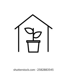 indoor plant inside house icon Thin line art isolated