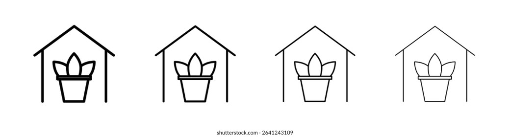 indoor plant inside house icon Outline sign symbol set