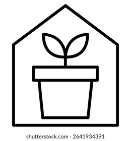 Indoor plant inside house icon Thin line vector design