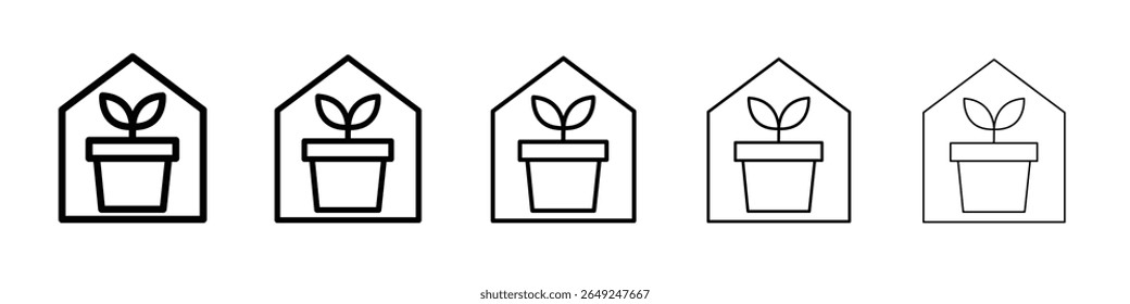 Indoor plant inside house icon thin line outline set or collection