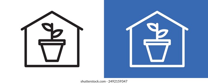 indoor plant inside house logo sign set vector outline