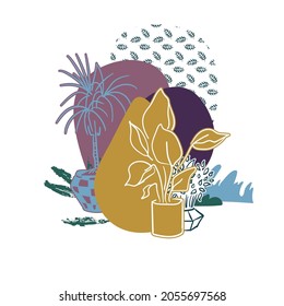 indoor plant nature vector abstract design isolated poster 
