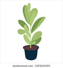 Indoor plant in a pot. decoration for a cozy home. Everyday life. Vector illustration on a blue background.