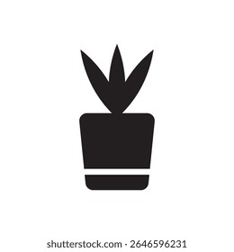 indoor plant pot icon. Potted plant icon for minimalist decor, botany, or interior themes.