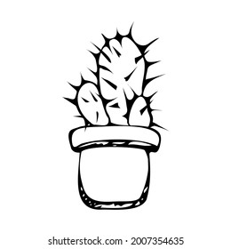 Indoor plant in a pot, potted cactus for interior decoration vector illustration isolated on white