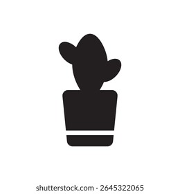 Indoor plant in pot silhouette icon vector. Simple vector of a decorative potted plant for home or workspace.