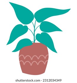 indoor plant potted botanical green leaves illustration