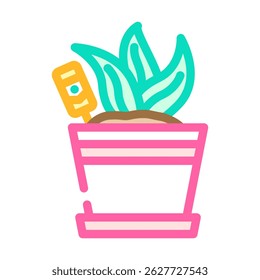 indoor plant with sensor smart home color icon vector. indoor plant with sensor smart home sign. isolated symbol illustration