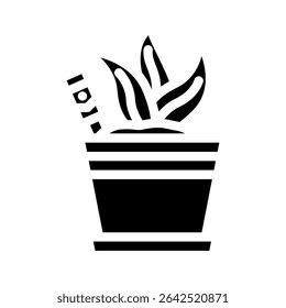 indoor plant with sensor smart home glyph icon vector. indoor plant with sensor smart home sign. isolated symbol illustration