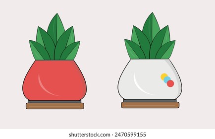 Indoor plant vase vector illustration for commercial use.