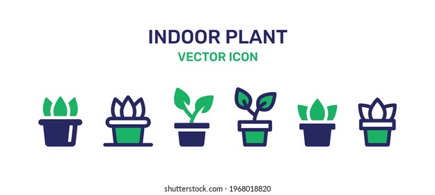Conjunto de iconos de vectores de planta cubierta. Concepto de decoración en el hogar