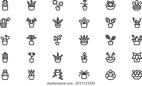 Indoor plants icons High-Quality Vector Icons Collection with Editable Stroke. Ideal for Professional and Creative Projects.