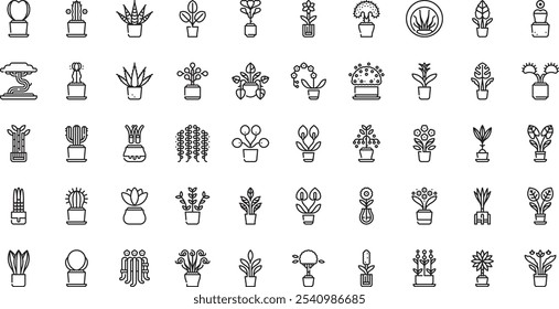 Iconos de plantas de interior Iconos de vectores de alta calidad Colección con trazo editable. Ideal para Profesional y Proyectos Creativos.