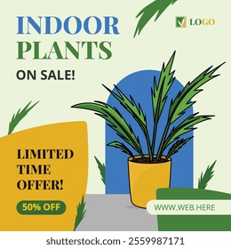 Indoor plants on sale social media post template