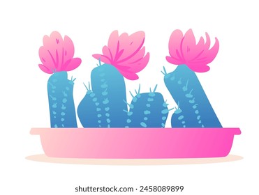 Indoor plants. Indoor indoor plant in a flower pot. Home interior green decor. Cactus flat graphic design with bright gradients. Vector illustration isolated on white background