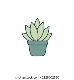 Plantas interiores en la olla, simple ilustración botánica de la linda planta de la casa 