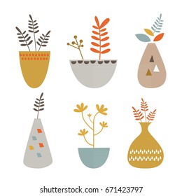 indoor plants in pots vector