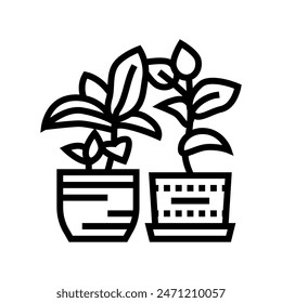 indoor plants urban gardening line icon vector. indoor plants urban gardening sign. isolated contour symbol black illustration