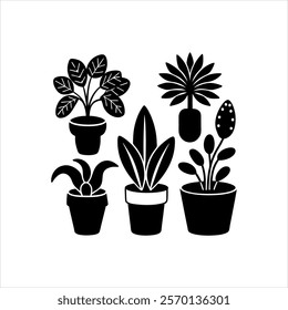 Indoor plants vector silhouette design 