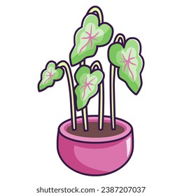 Indoor Potted Plant vector illustration asset element