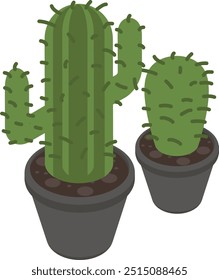 indoor potted plants isometric concept, Tropical and subtropical houseplant vector icon design, Lawn and Gardening symbol, Farm and Plant sign agriculture and horticulture equipment stock illustration