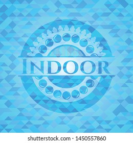 Indoor realistic sky blue emblem. Mosaic background