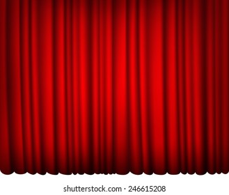 indoor red silk curtain with light and shadow