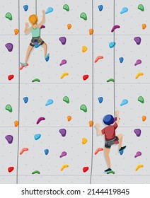 Indoor rock climbing gym illustration