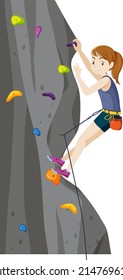 Indoor rock climbing gym illustration