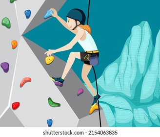 Indoor rock climbing gym illustration