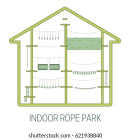 Indoor Rope Park.  Vector Illustration.