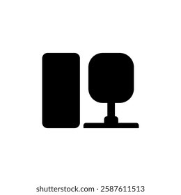 Indoor Security Camera with Smartphone in silhouette icon. IP Cam, Portable CCTV simple vector illustration in trendy style. Editable graphic resources for many purposes.