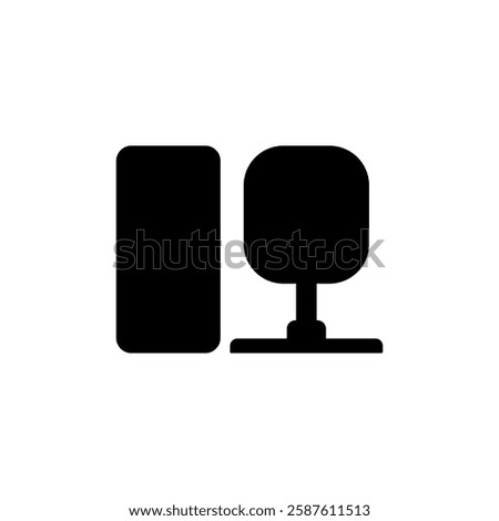 Indoor Security Camera with Smartphone in silhouette icon. IP Cam, Portable CCTV simple vector illustration in trendy style. Editable graphic resources for many purposes.