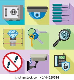 Indoor security icon set. Flat set of 9 indoor security vector icons for web design isolated on white background