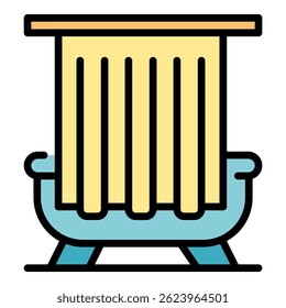 Indoor shower curtain icon. Outline indoor shower curtain vector icon color flat isolated