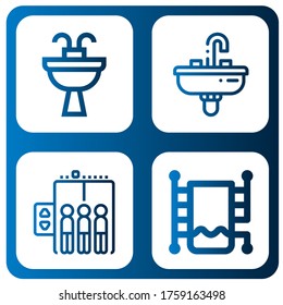 indoor simple icons set. Contains such icons as Sink, Elevator, Heated towel rail, can be used for web, mobile and logo